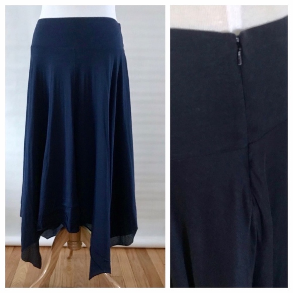 Lauren Navy Knit Halter Top and Handkerchief Skirt - Picture 6 of 9